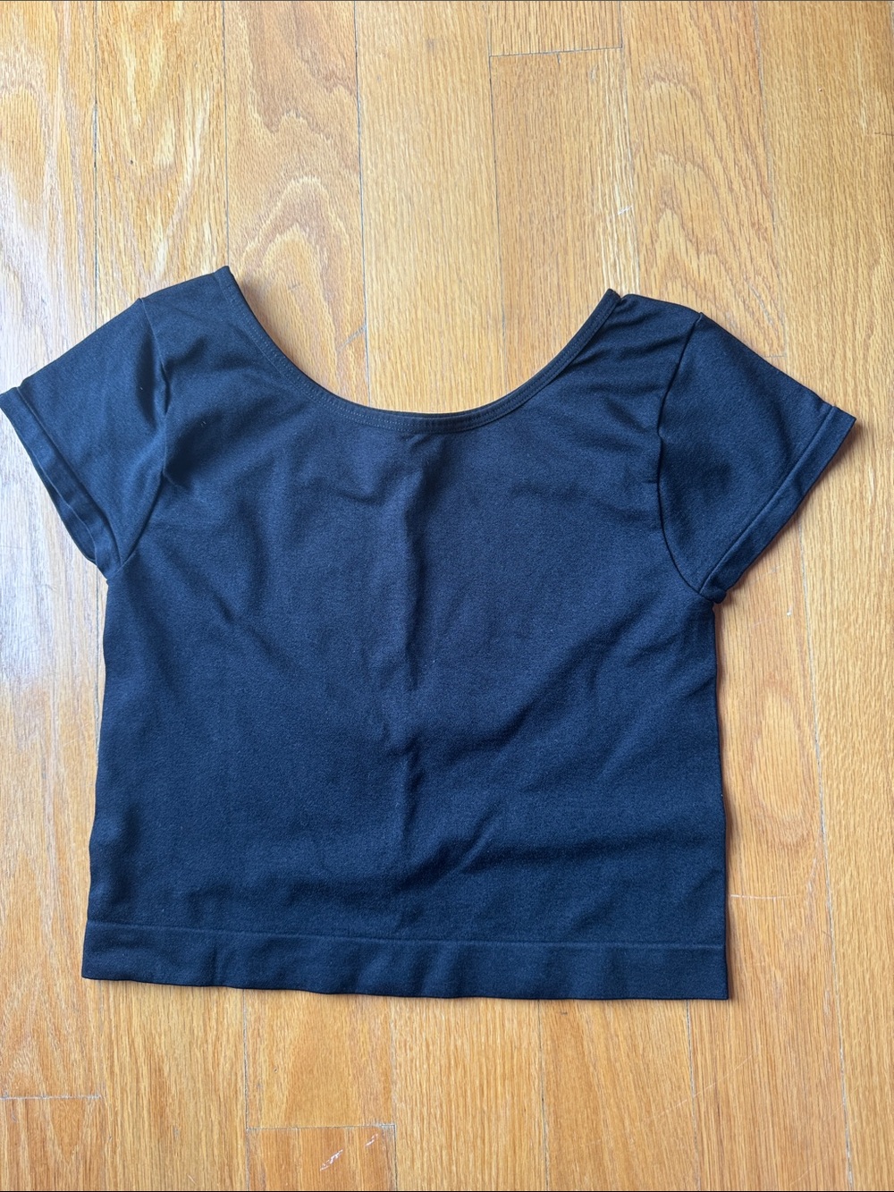 Free People Black Scoop Neck Crop Tee